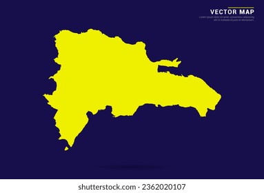 Dominican Republic map - High Detailed. Yellow color on dark background. Abstract design vector.