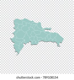 Dominican Republic map - High detailed pastel color map of Dominican Republic. Dominican Republic map isolated on transparent background. Vector illustration eps 10.
