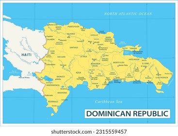 Dominican Republic map - highly detailed vector illustration