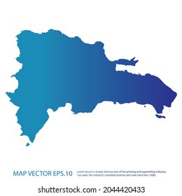 Dominican Republic map , infographic style , blue gradient color , on white background with Map World. Wire frame 3D mesh ,