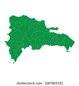 Dominican Republic map isolated on transparent background.Transparent - high detailed Green map of Dominican Republic. Blank Green similar Dominican Republic map isolated on white background