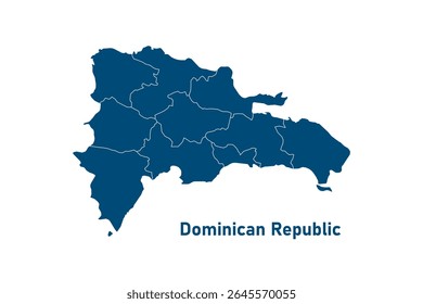 Mapa da República Dominicana isolado no fundo branco. Mapa da República Dominicana. Design de ícone simples. Ilustração vetorial