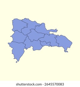 Mapa da República Dominicana isolado no fundo branco. Mapa da República Dominicana. Design de ícone simples. Ilustração vetorial