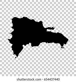 Dominican Republic map isolated on transparent background. Black map for your design. Vector illustration, easy to edit.