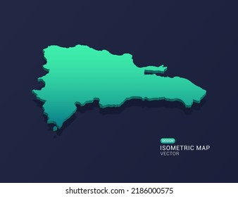 Dominican Republic map of isometric green gradient vector illustration.