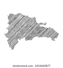 Ilustración vectorial de línea de mapa de república dominicana