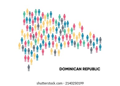 Dominican Republic Map made by a group of people, Population. Globalization. People from different countries