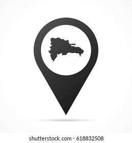 Dominican Republic Map on location pin. Map pointer isolated on a white background.
Conceptual vector illustration.