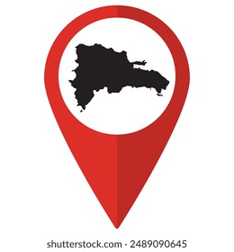 Dominican Republic map. Map of Dominican Republic on map pin icon red color isolated