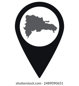 Dominican Republic map. Map of Dominican Republic on map pin icon black color isolated