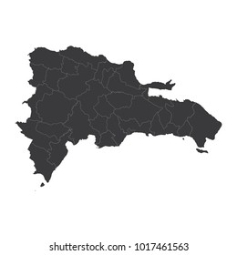 Dominican Republic map on white background vector, Dominican Republic Map Outline Shape Black on White Vector Illustration, High detailed black illustration map -Dominican Republic.