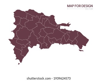 Dominican Republic map on white background vector illustration.
