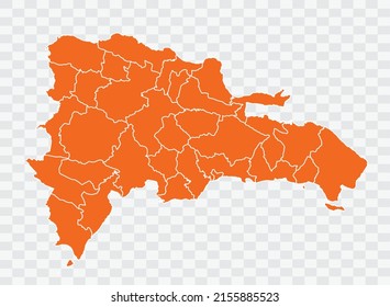 Dominican Republic map orange Color on White Backgound  illustration eps 10