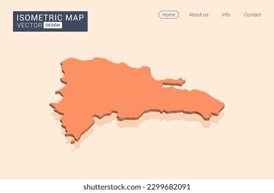 Dominican Republic map orange with isometric vector.