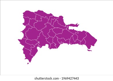 Dominican Republic Map pink Color on White Backgound