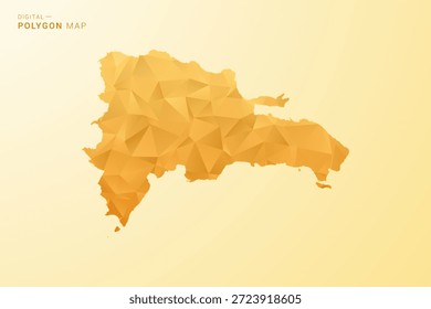 Mapa da República Dominicana - Ilustração vetorial estilo polígono em amarelo e laranja baixo design geométrico poli, silhueta mínima moderna, isolado para infográfico.