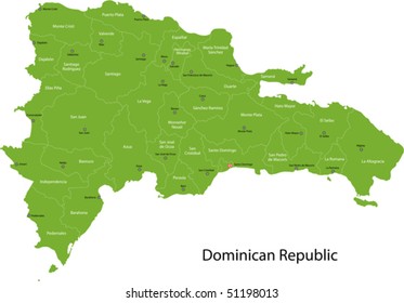 Dominican Republic map with provinces and capital cities