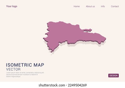 Dominican Republic map purple on white background with 3d isometric vector illustration