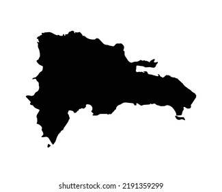 Dominican Republic Map. Quisqueyan Country Map. Black and White National Outline Geography Border Boundary Shape Territory EPS Vector Illustration Clipart