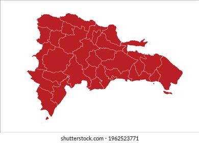 Dominican Republic Map Red Color on White Backgound