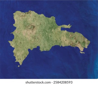 Dominican Republic map with satellite view design style.