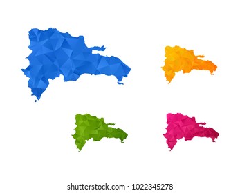 Dominican Republic map - Set of geometric rumpled triangular low poly style gradient graphic background , polygonal design for your ,Vector eps 10.