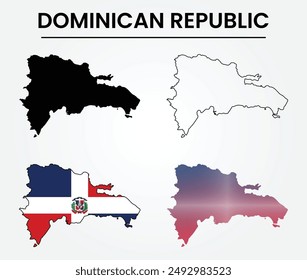 DOMINICAN REPUBLIC map silhouette, illustration vector art