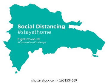 Dominican Republic map with Social Distancing #stayathome tag