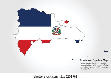 Dominican Republic Map stripes. Vector illustration Color on White Backgound