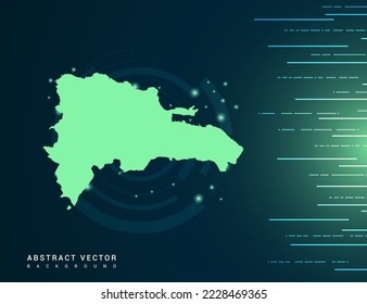Dominican Republic map of technology green futuristic Background vector.