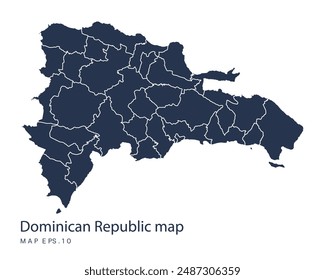 Dominican Republic map vector, Abstract design vector illustration Eps 10. Navy color.High Detailed on white background.