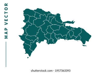 Dominican Republic map vector. green color on white background.