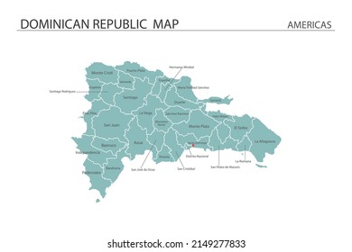 Dominican Republic map vector illustration on white background. Map have all province and mark the capital city of Dominican Republic. 