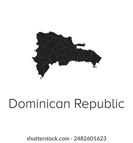 Dominican Republic Map Vector Illustration - Silhouette, Outline, Dominican Republic Travel and Tourism Map