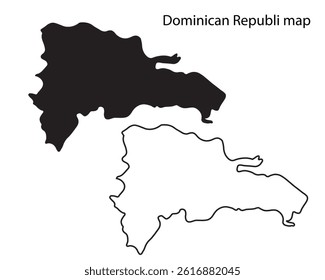 Dominican Republic map vector illustration, Dominican Republic map silhouette, Dominican Republic country Landscape, Black and white Dominican Republic map