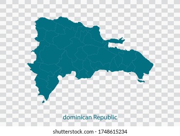 dominican Republic map vector, isolated teal color on transparent background