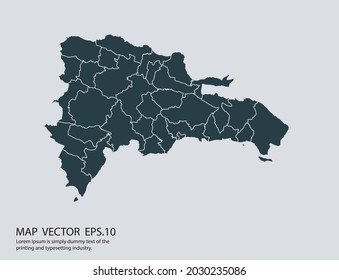 Dominican Republic map vector, isolated on gray background