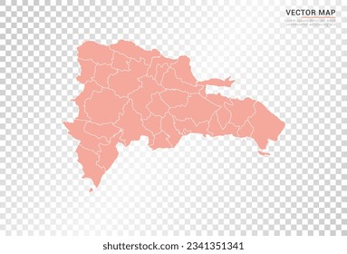 Dominican Republic map vector orange color on transparent background.