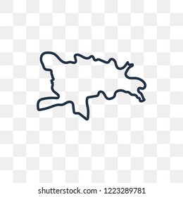 Dominican Republic map vector outline icon isolated on transparent background, high quality linear Dominican Republic map transparency concept can be used web and mobile