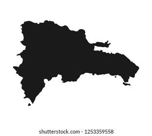 dominican republic map. vector white illustration isolated background