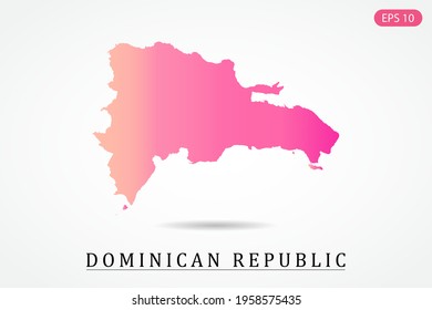 Dominican Republic Map - World Map International vector template with Pink gradient color isolated on white background - Vector illustration eps 10