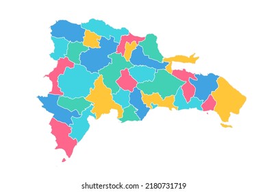 Dominican Republic Map - World Map International vector template with High detailed including blue, green, pink, and yellow outline color isolated on white background - Vector illustration eps 10