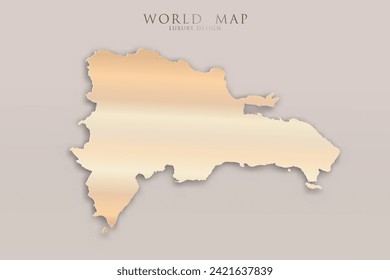 Dominican Republic Map - World map International vector template with 3D, gold luxury design including shadow on bright background for design, education, website - Vector illustration eps 10