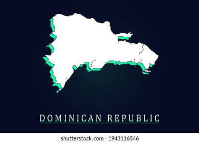Mapa de República Dominicana - Mapa mundial de la plantilla del vector con gradiente de color verde y blanco aislado en el fondo oscuro - Ilustraciones vectoriales 10