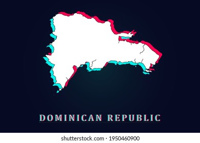Dominican Republic Map - World map vector template with Unique Design Abstract Digital Glitch and 3d  including blue, red and white color isolated on dark background - Vector illustration eps 10