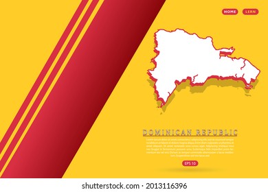 Dominican Republic Map - World map vector template with isometric style including shadow, white and red color on yellow background for website, infographic, banner - Vector illustration eps 10