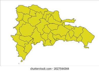 Dominican Republic map yellow Color on Backgound