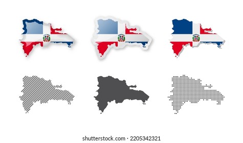 Dominican Republic - Maps Collection. Six maps of different designs. Set of vector illustrations