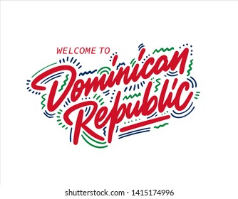 Dominican republic. Name country word text card, banner script. Beautiful typography. Handwritten design modern brush lettering isolated vector.