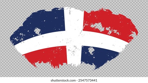 Dominican Republic national flag with distressed stroke brush effect on isolated background